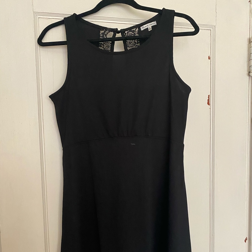 Black swan lace back skater dress